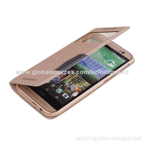 S-view Window Leather Flip Cover Case for HTC One 2/8m, with Stand Function